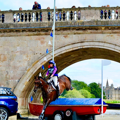 Georgie jumping at Burghley Horse Trials